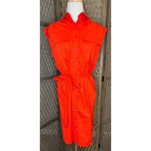 Donna Morgan Utility Orange Belted Shirt Dress sz 2